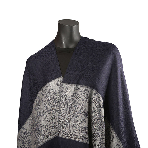 Handmade Pashmina Ladies Shawl / Scarf - Navy Blue Paisely