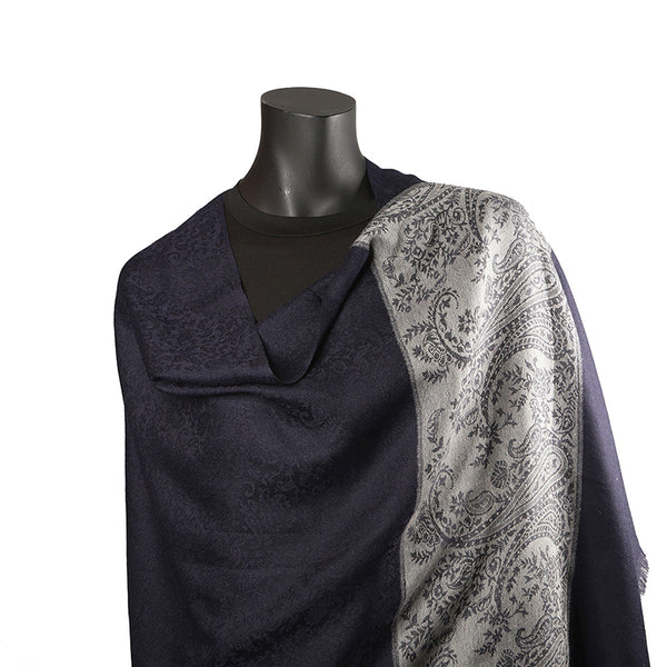 Handmade Pashmina Ladies Shawl / Scarf - Navy Blue Paisely