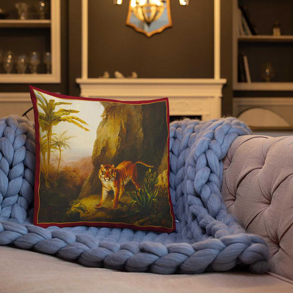 Antique Art Print Decorative Throw Pillow & Cushion Tiger rug