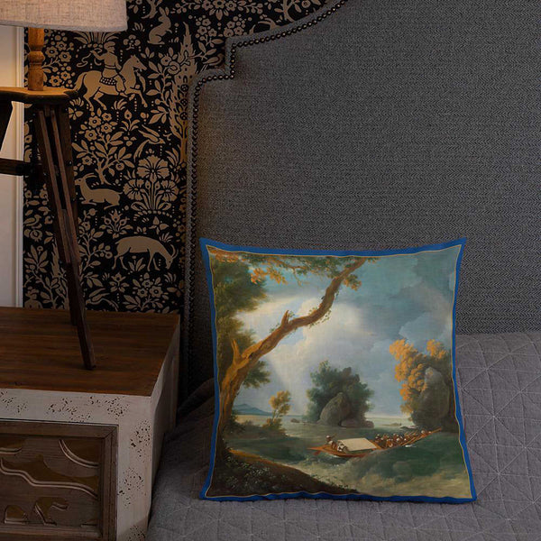 Vintage Art Print  Decorative Throw Pillow / Cushion including insert, 18x18  & 22x22 inches By the Ganges