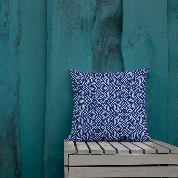 Art Premium  Decorative Throw Pillow & Cushion - Blue Motif