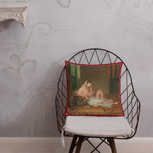 Antique Art Print Decorative Throw Pillow & Cushion Pink Scarf chair