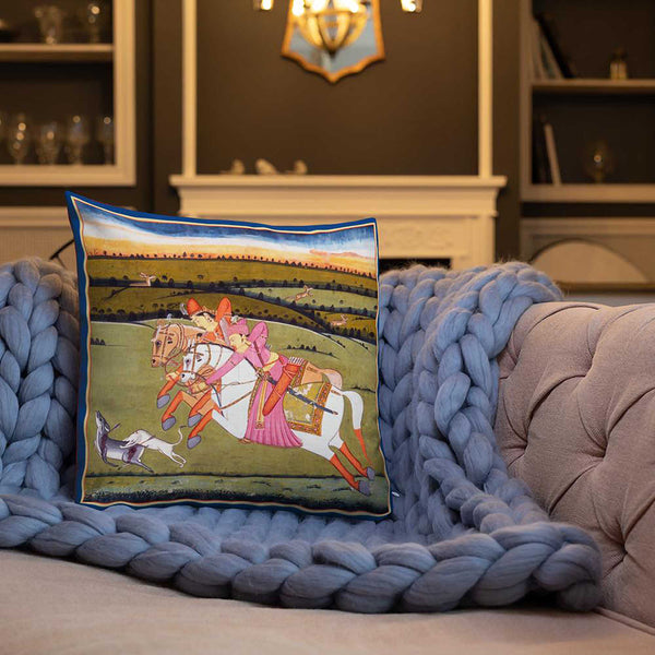 Art Premium  Decorative Throw Pillow & Cushion Hunting Party Rug