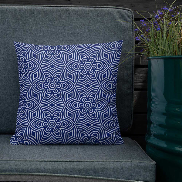 Art Premium  Decorative Throw Pillow & Cushion - Blue Motif