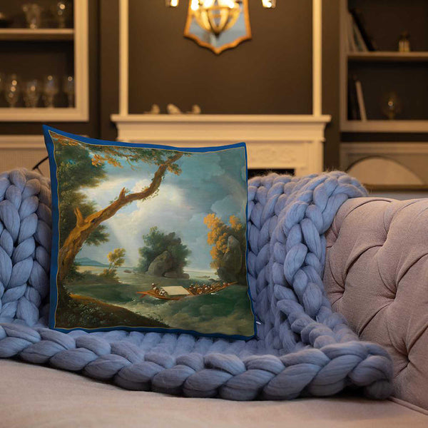 Vintage Art Print  Decorative Throw Pillow / Cushion including insert, 18x18  & 22x22 inches By the Ganges