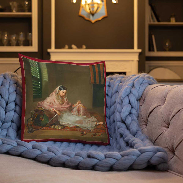 Antique Art Print Decorative Throw Pillow & Cushion Pink Scarf