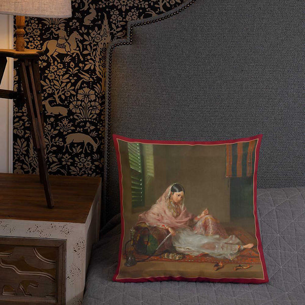 Antique Art Print Decorative Throw Pillow & Cushion Pink Scarf bed