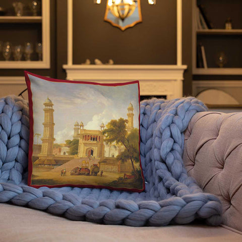 Antique Art Print Decorative Throw Pillow & Cushion Village Mosque rug