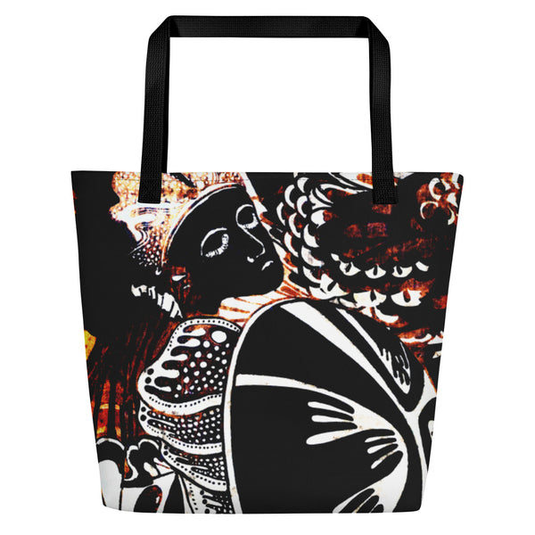 Beach Bag - Vintage Art Black