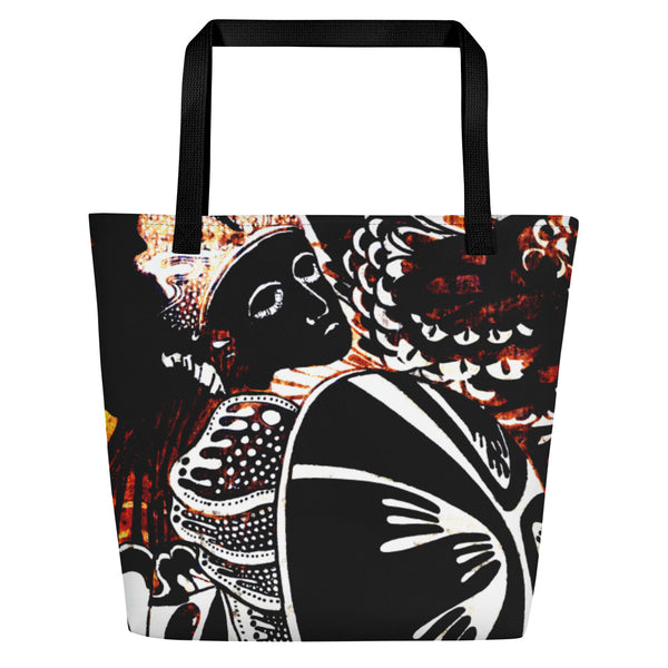 Beach Bag - Vintage Art Black