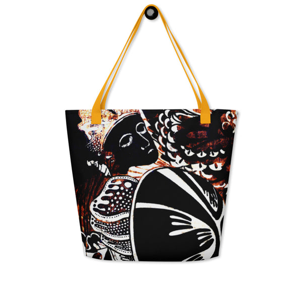 Beach Bag - Vintage Art Black