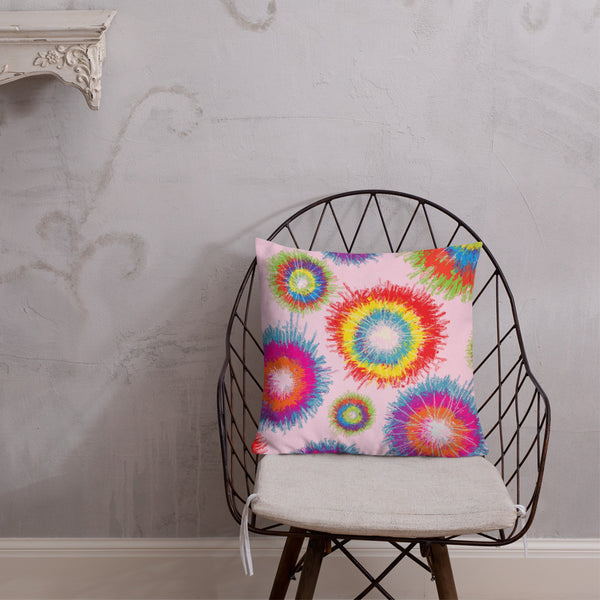 Limited Edition Tie & Dye Print Throw Pillow / Cushion, 18 x 18 in and 22 x 22 in Holi 2