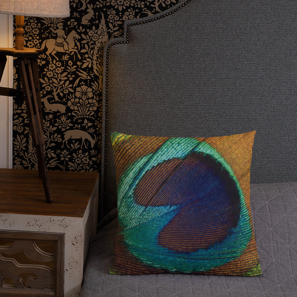 Antique Art Print Decorative Throw Pillow & Cushion Feather Blue