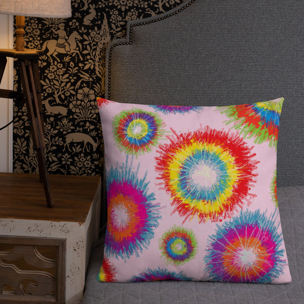 Limited Edition Tie & Dye Print Throw Pillow / Cushion, 18 x 18 in and 22 x 22 in Holi 2