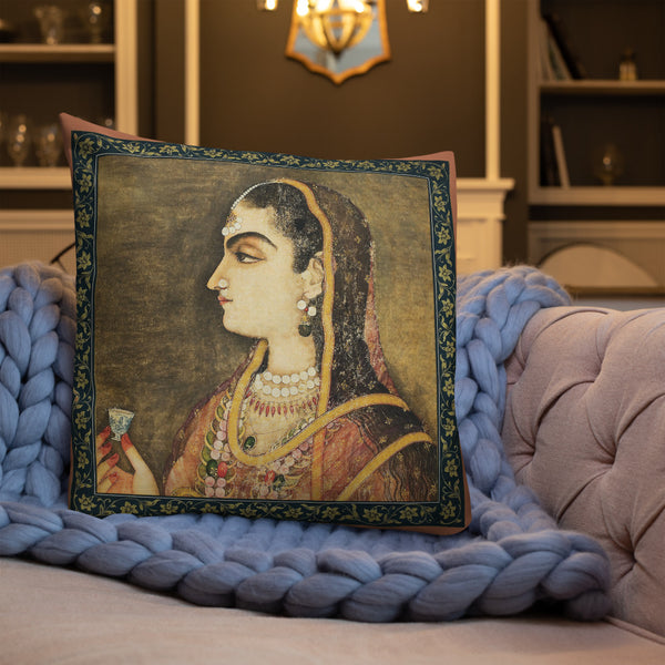 Vintage Art Print  Decorative Throw Pillow / Cushion including insert, 18 x 18 inches & 22 and 22 inches Rust Lady