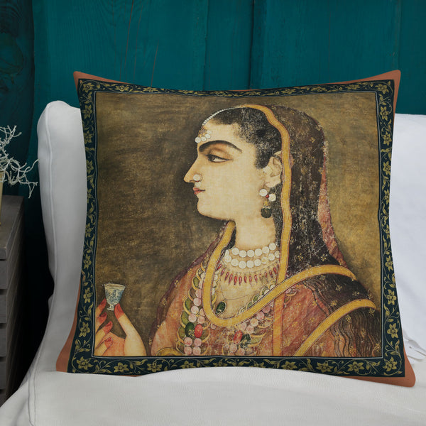 Vintage Art Print  Decorative Throw Pillow / Cushion including insert, 18 x 18 inches & 22 and 22 inches Rust Lady