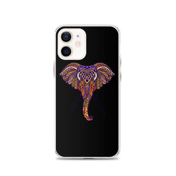 iPhone Case Mandala Elephant Black