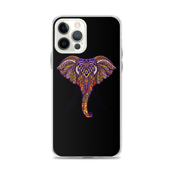 iPhone Case Mandala Elephant Black