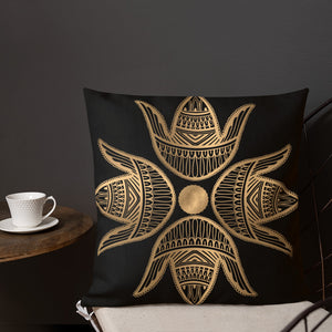 Antique Art Print Decorative Throw Cushion & Pillow  - Golden Hamsa