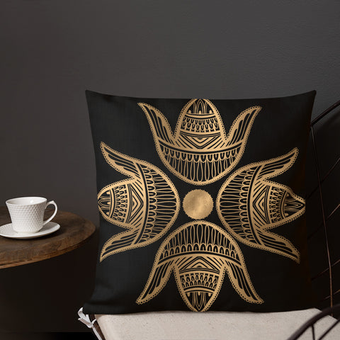 Antique Art Print Decorative Throw Cushion & Pillow  - Golden Hamsa