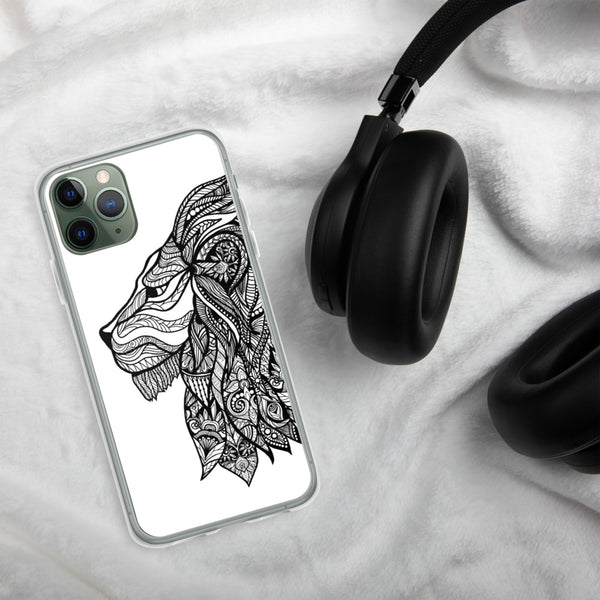 iPhone Case Mandala Lion White Background