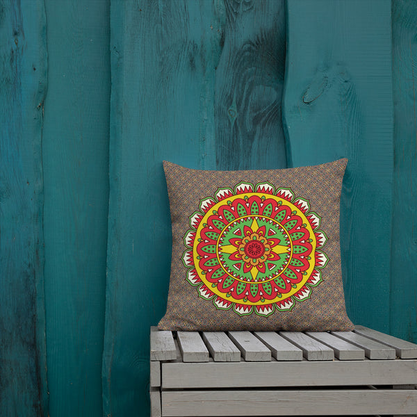 Antique Art Print Decorative Throw Pillow & Cushion - Orange Mandala