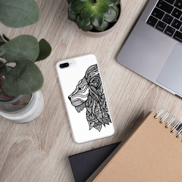 iPhone Case Mandala Lion White Background