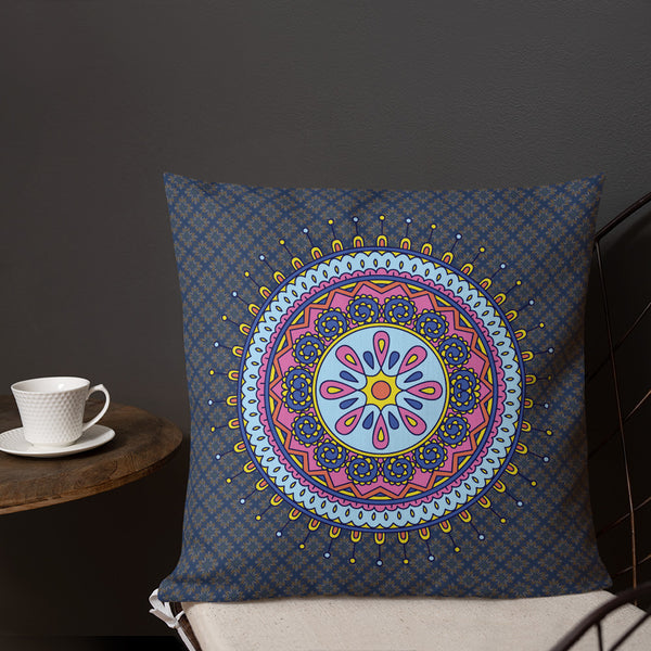 Art Premium  Decorative Throw Pillow & Cushion - Blue Mandala