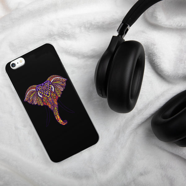 iPhone Case Mandala Elephant Black