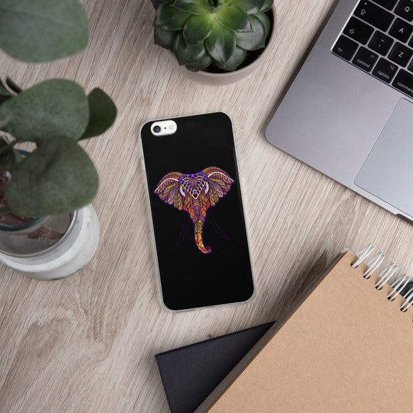 iPhone Case Mandala Elephant Black