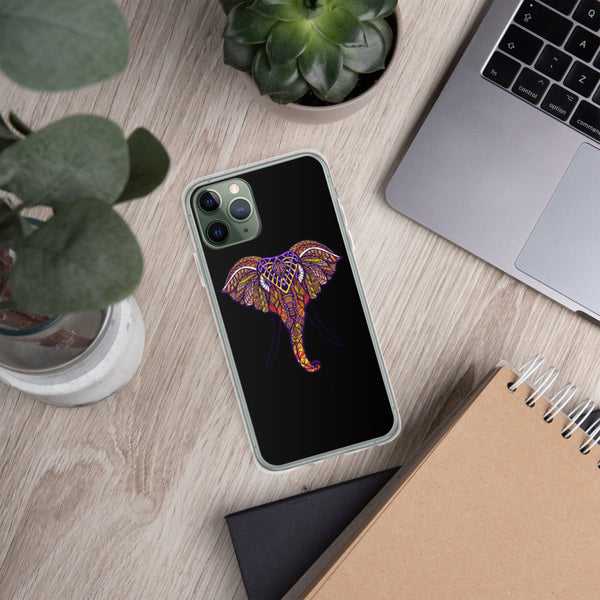 iPhone Case Mandala Elephant Black