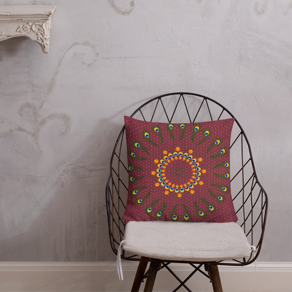 Antique Art Print Decorative Throw Pillow & Cushion - Feather Mandala
