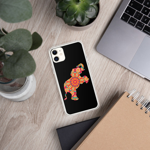 iPhone Case Mandala Elephant Black