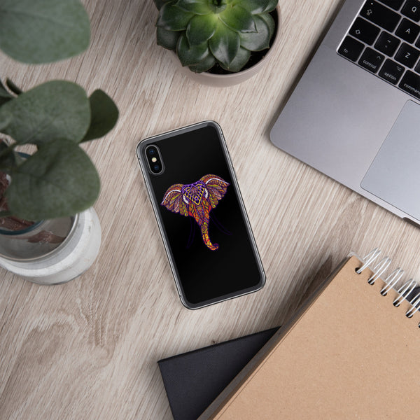 iPhone Case Mandala Elephant Black