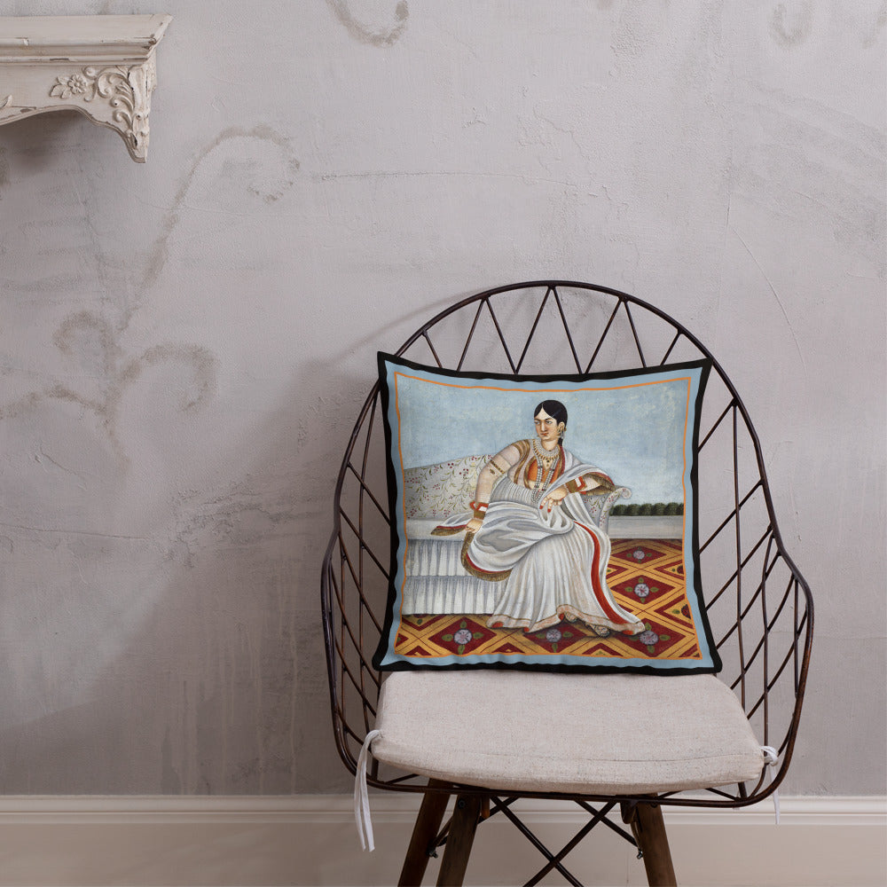 Antique Art Decorative Throw Pillow & Cushion Lady Grey chair