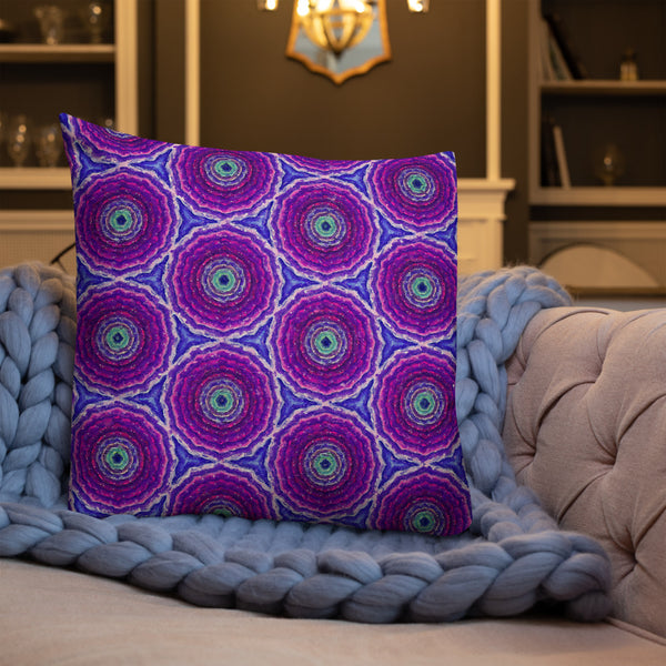 Vintage Art Print Decorative Throw Pillow / Cushion including insert, 18x18  & 22x22 inches Purple Marigold