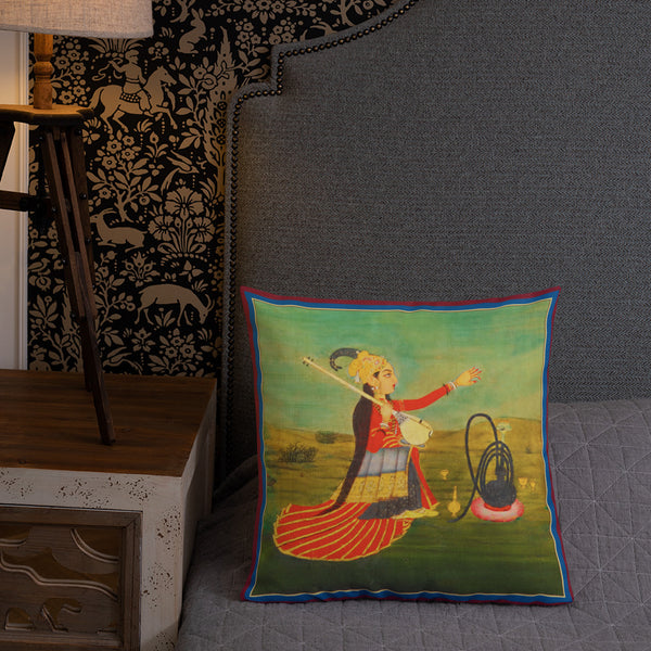 Antique Art Print Decorative Throw Pillow & Cushion Singer bed