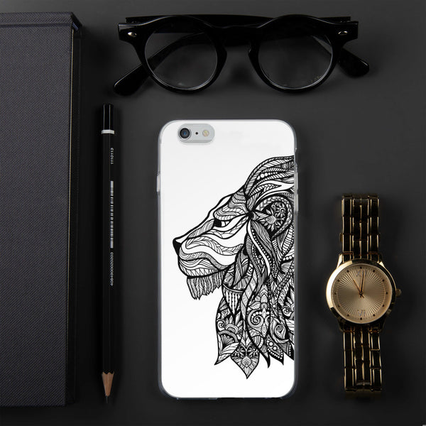 iPhone Case Mandala Lion White Background