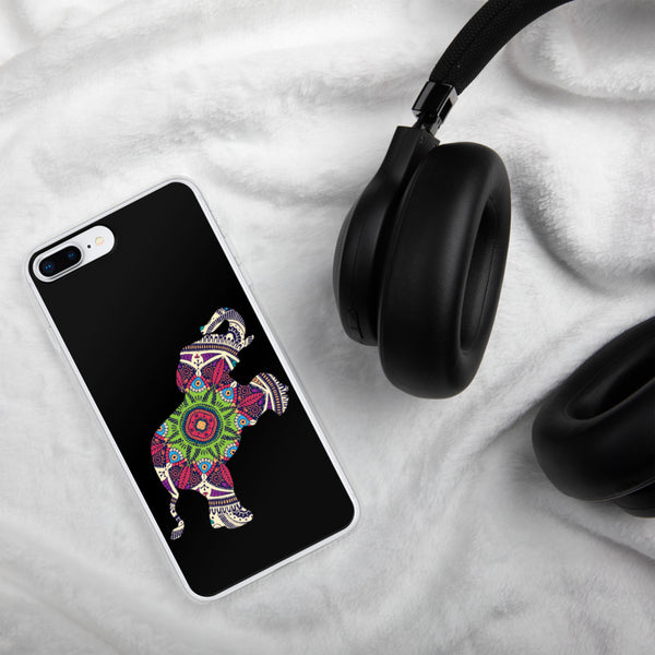 iPhone Case Mandala Elephant Black