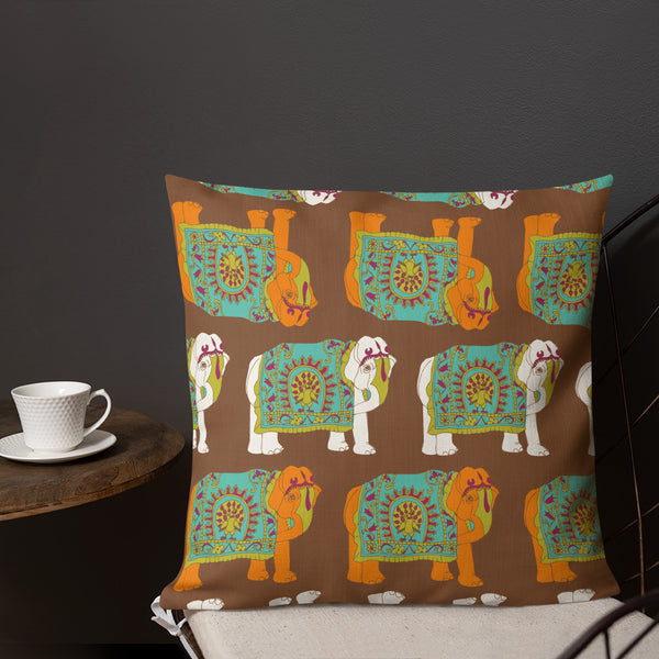Antique Art Print Decorative Throw Pillow & Cushion - Elephant Print
