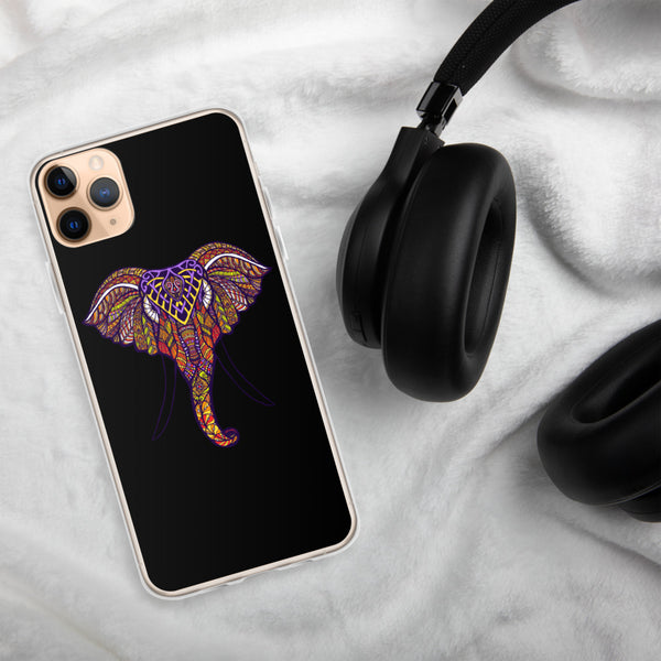 iPhone Case Mandala Elephant Black