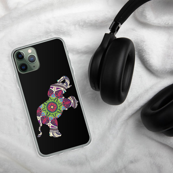 iPhone Case Mandala Elephant Black