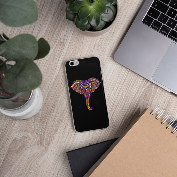 iPhone Case Mandala Elephant Black