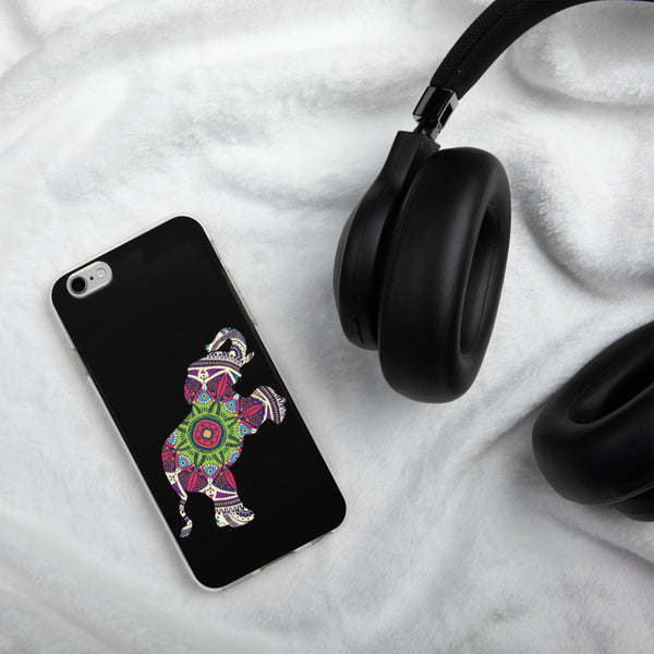 iPhone Case Mandala Elephant Black