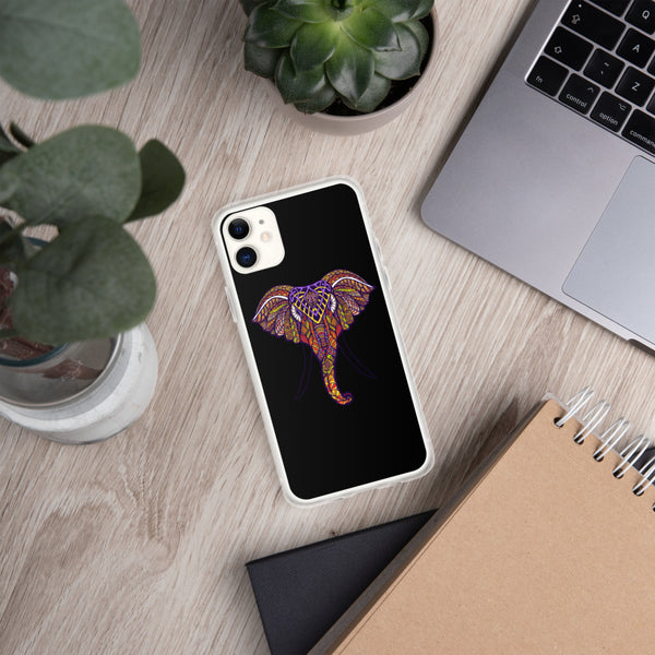 iPhone Case Mandala Elephant Black