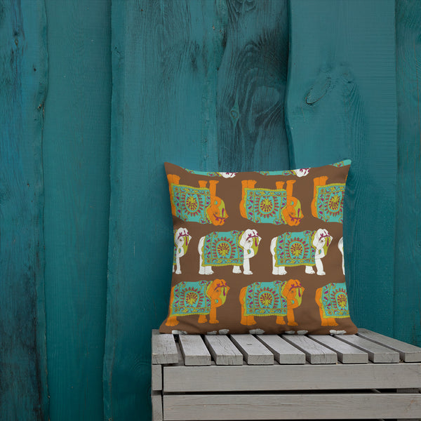 Antique Art Print Decorative Throw Pillow & Cushion - Elephant Print