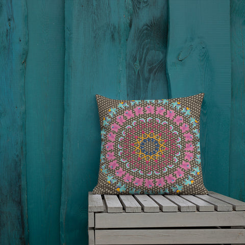 Antique Art Print Decorative Throw Pillow & Cushion - Pink Mandala