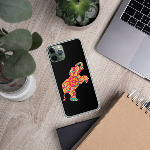 iPhone Case Mandala Elephant Black