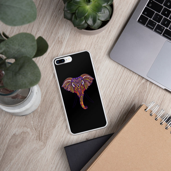 iPhone Case Mandala Elephant Black