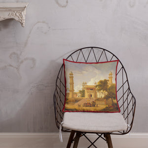 Antique Art Print Decorative Throw Pillow & Cushion Village Mosque chair